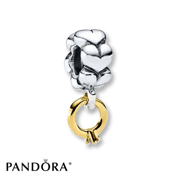 Pandora Jewelry - 14K Pandora Wedding Ring Dangle Charm "Ido" Retired